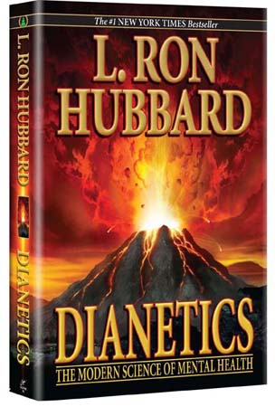A photo of the book "Dianetics: The Modern Science of Mental Health" by science fiction writer and world champion grifter L. Ron Hubbard.