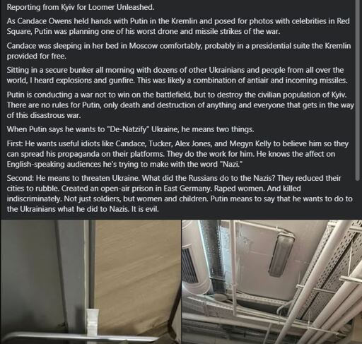 A screenshot of a facebook post from someone in Kyiv who is working for Laura Loomer. Hexbear will not let me transcribe the entire text because it contains banned words.