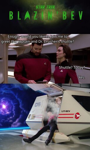 Bev and Jean Luc return on shutte Lit-Bev.