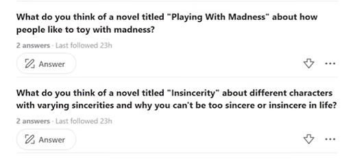 Two Quora posts linked in subtext